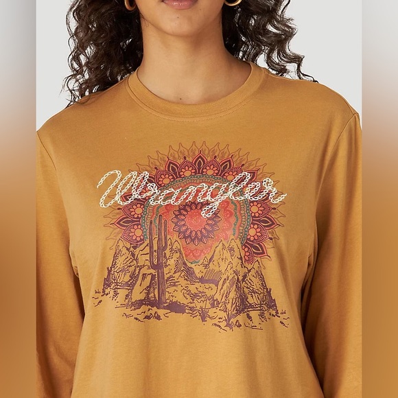 Large Wrangler Sunburst Women's T-Shirt Western Boho Cowgirl Short Sleeve Top - Picture 1 of 13